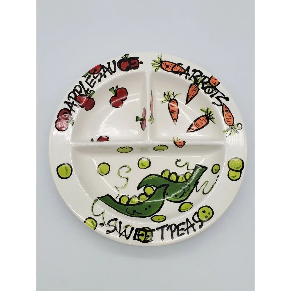 T Cabells Too Child's Divided Plate Magnolia Lane Applesauce Carrots Sweet Peas